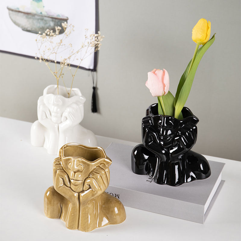 Wohnaccessoires Keramikvase Blumenvasen Skulptur Deko